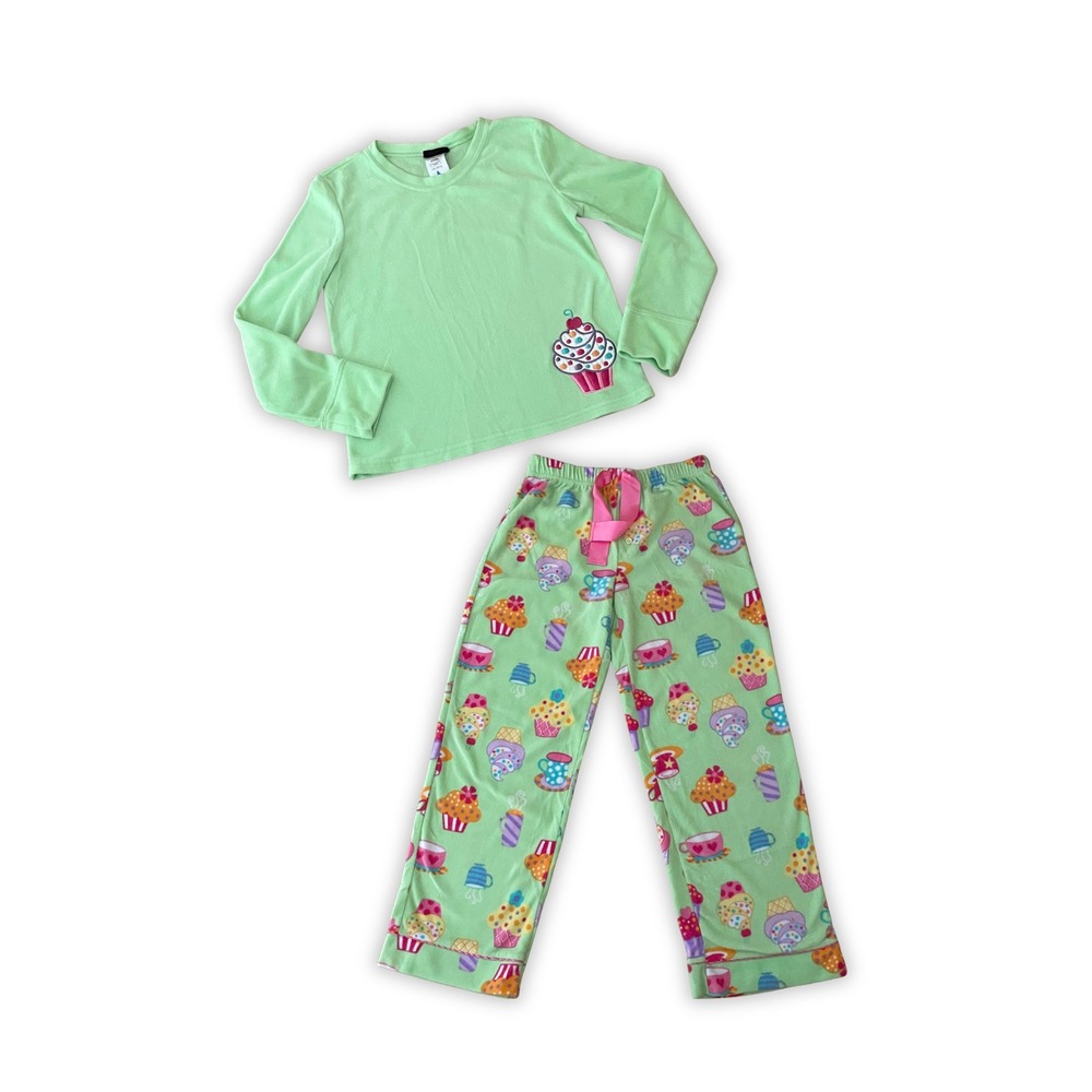 Joe Boxer Girls' 2pc Cupcake Pajama Set Size L 10/12, Mint Green Sleepwear